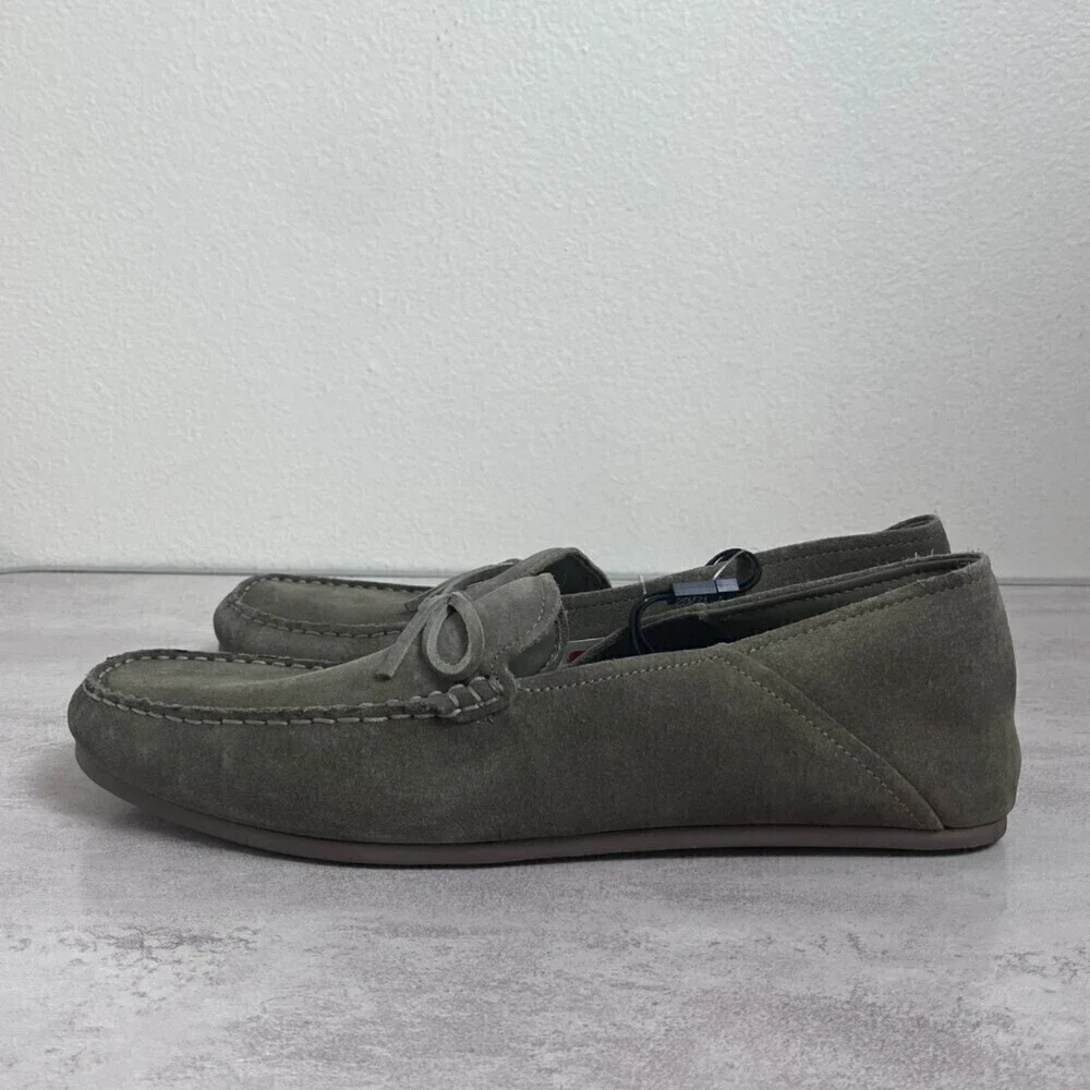 Zara Men Size 11.5 Leather Army Green Driving Moccasins NEW Casual Comfort Shoes